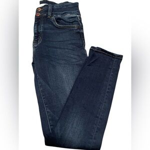 Flying Monkey Dark Blue Double Button Skinny Jeans